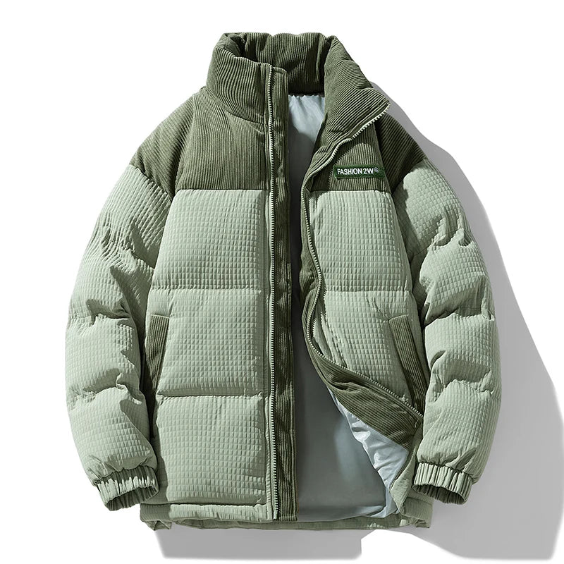 KLARRAA Unisex Winter Jacket – Windproof Cotton Parka with Standing Collar, Thin & Warm