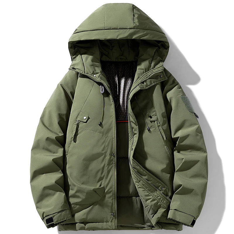 KLARRAA Men’s Hooded Winter Jacket – Thick Warm Casual Outerwear for Autumn & Winter